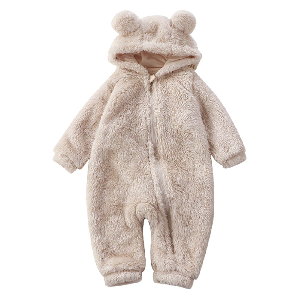 Cartoon Bear Winter Baby Onesie - Soft Flannel Zip Onesie