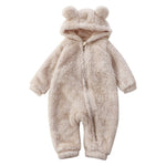 Cartoon Bear Winter Baby Onesie - Soft Flannel Zip Onesie
