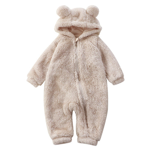 Cartoon Bear Winter Baby Onesie - Soft Flannel Zip Onesie