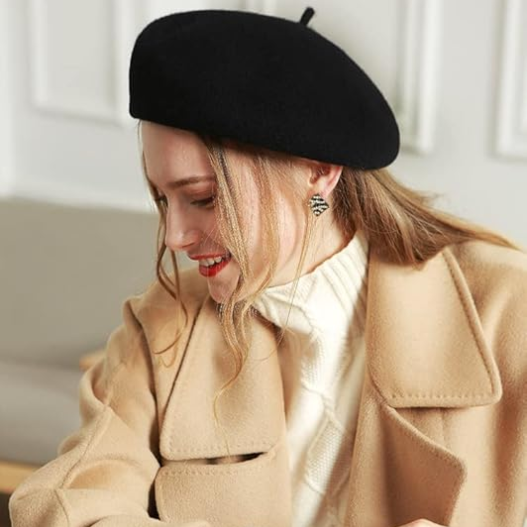 Evelyne Classic French Wool Beret - Soft, Breathable Winter Hat