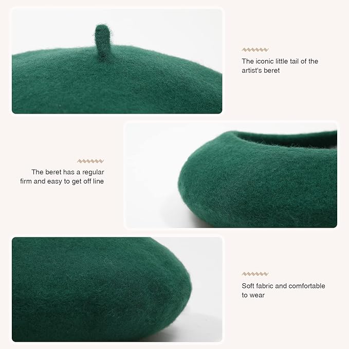 Evelyne Classic French Wool Beret - Soft, Breathable Winter Hat