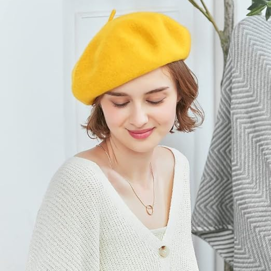 Evelyne Classic French Wool Beret - Soft, Breathable Winter Hat