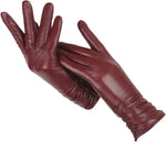 LuxLeather Classic Leather Gloves for Women - Wool-Lined Winter Warmth