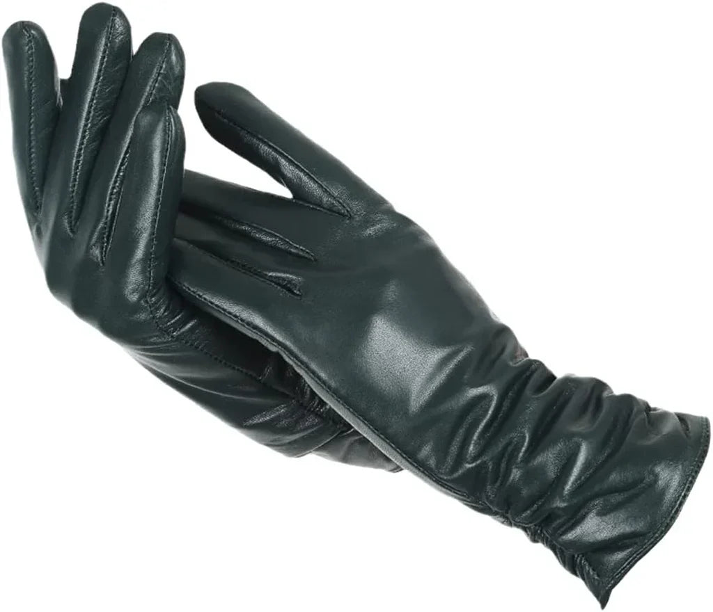 LuxLeather Classic Leather Gloves for Women - Wool-Lined Winter Warmth