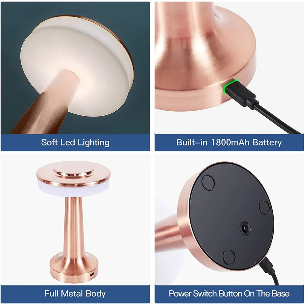 LumiCrest Table Lamp - Wireless Rechargeable Retro Lamp