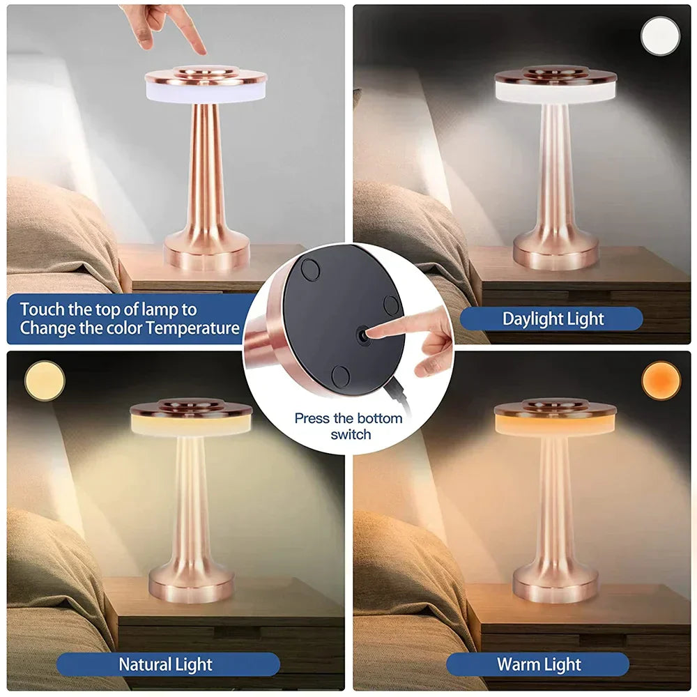 LumiCrest Table Lamp - Wireless Rechargeable Retro Lamp