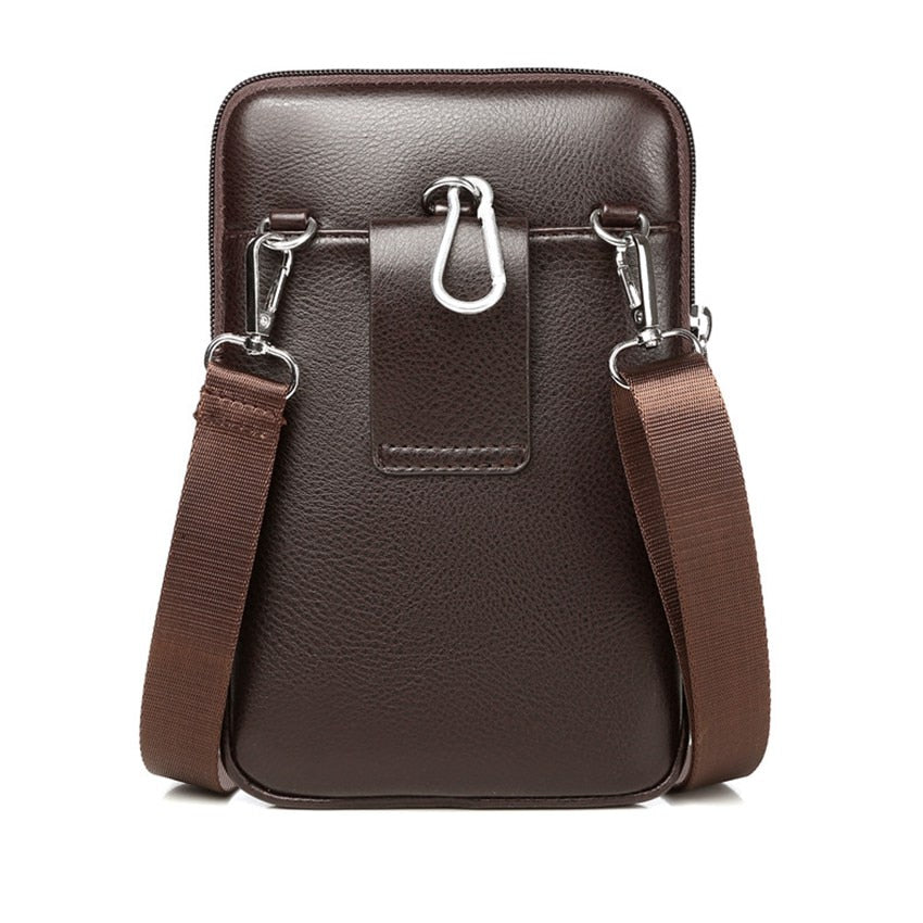 Men's PU Leather Crossbody Bag - Compact Adjustable Strap Bag