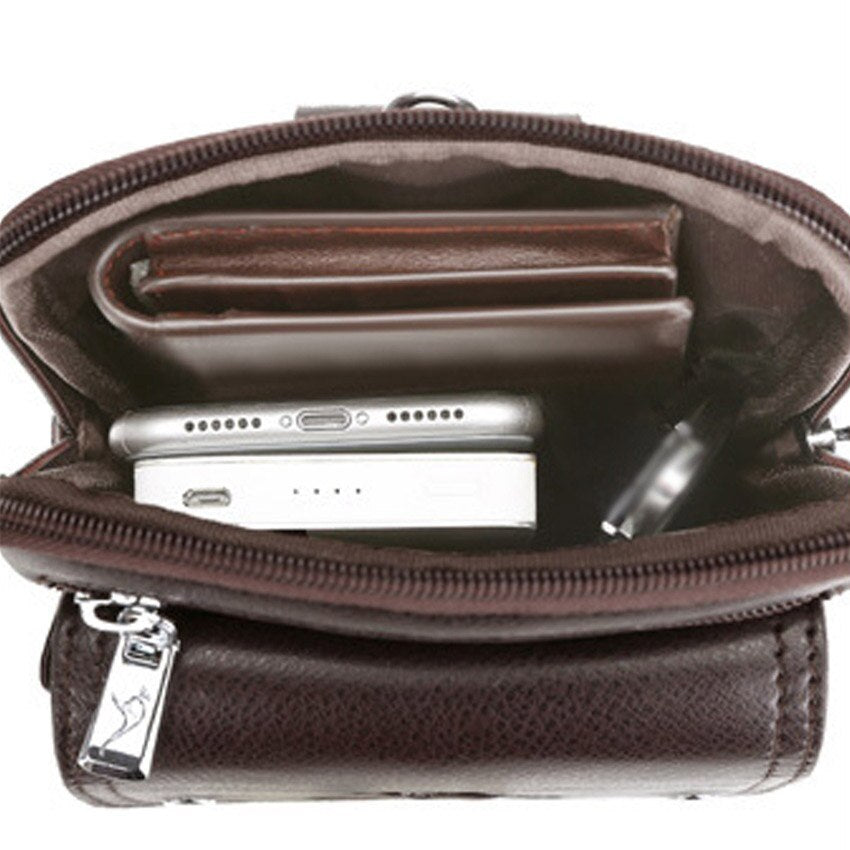 Men's PU Leather Crossbody Bag - Compact Adjustable Strap Bag