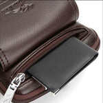 Men's PU Leather Crossbody Bag - Compact Adjustable Strap Bag