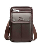 Men's PU Leather Crossbody Bag - Compact Adjustable Strap Bag