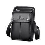 Men's PU Leather Crossbody Bag - Compact Adjustable Strap Bag