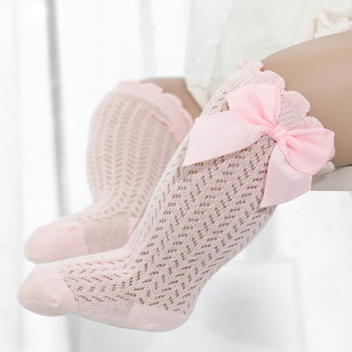 Cotton Baby Socks with Big Bow - Soft Breathable Comfort