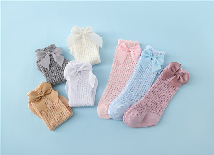 Cotton Baby Socks with Big Bow - Soft Breathable Comfort