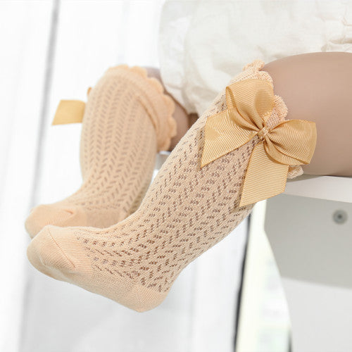 Cotton Baby Socks with Big Bow - Soft Breathable Comfort