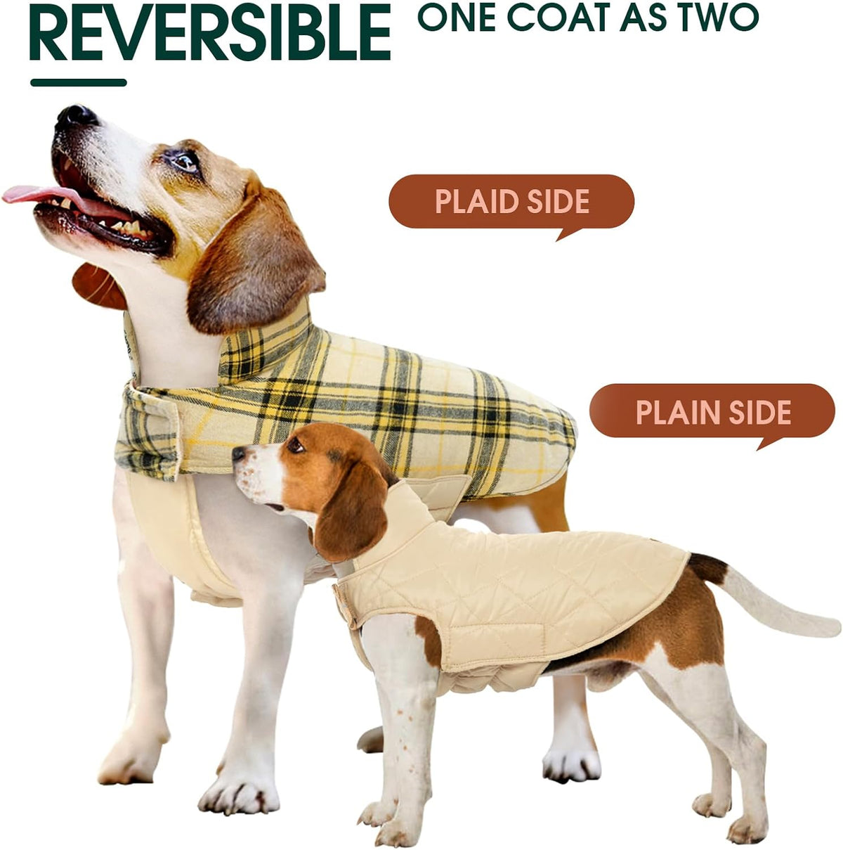 Dog Winter Coat - Waterproof Reversible British Style Jacket
