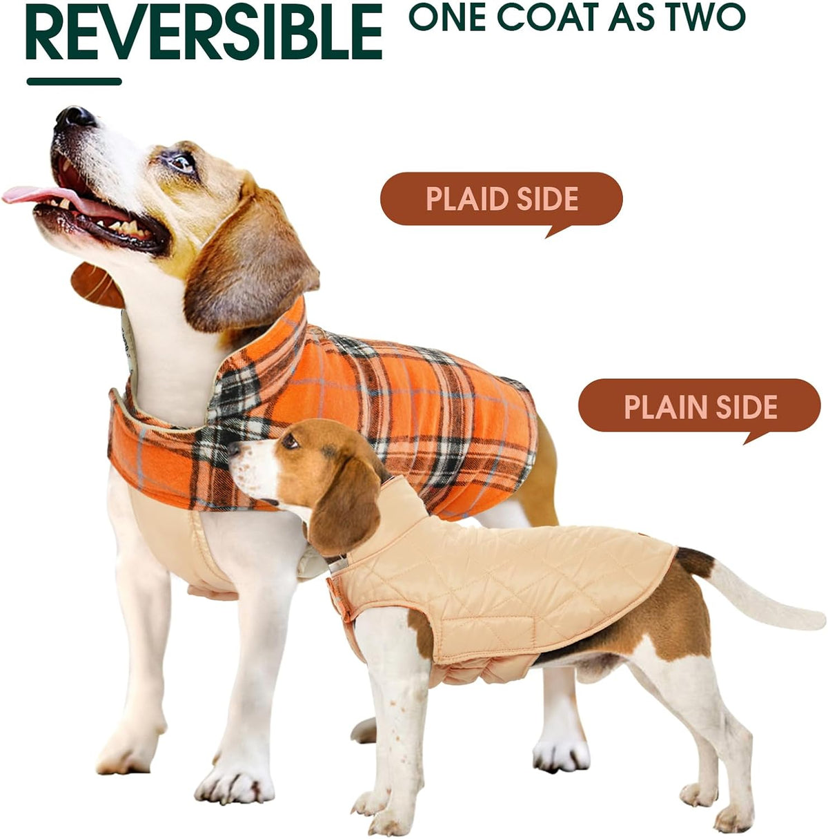 Dog Winter Coat - Waterproof Reversible British Style Jacket