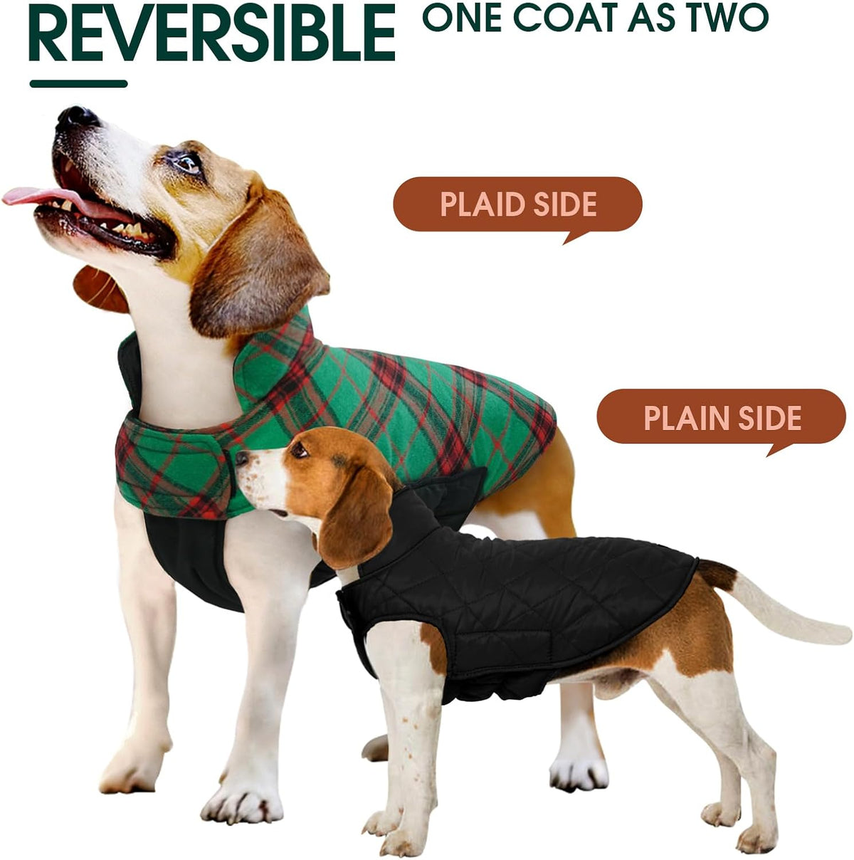 Dog Winter Coat - Waterproof Reversible British Style Jacket
