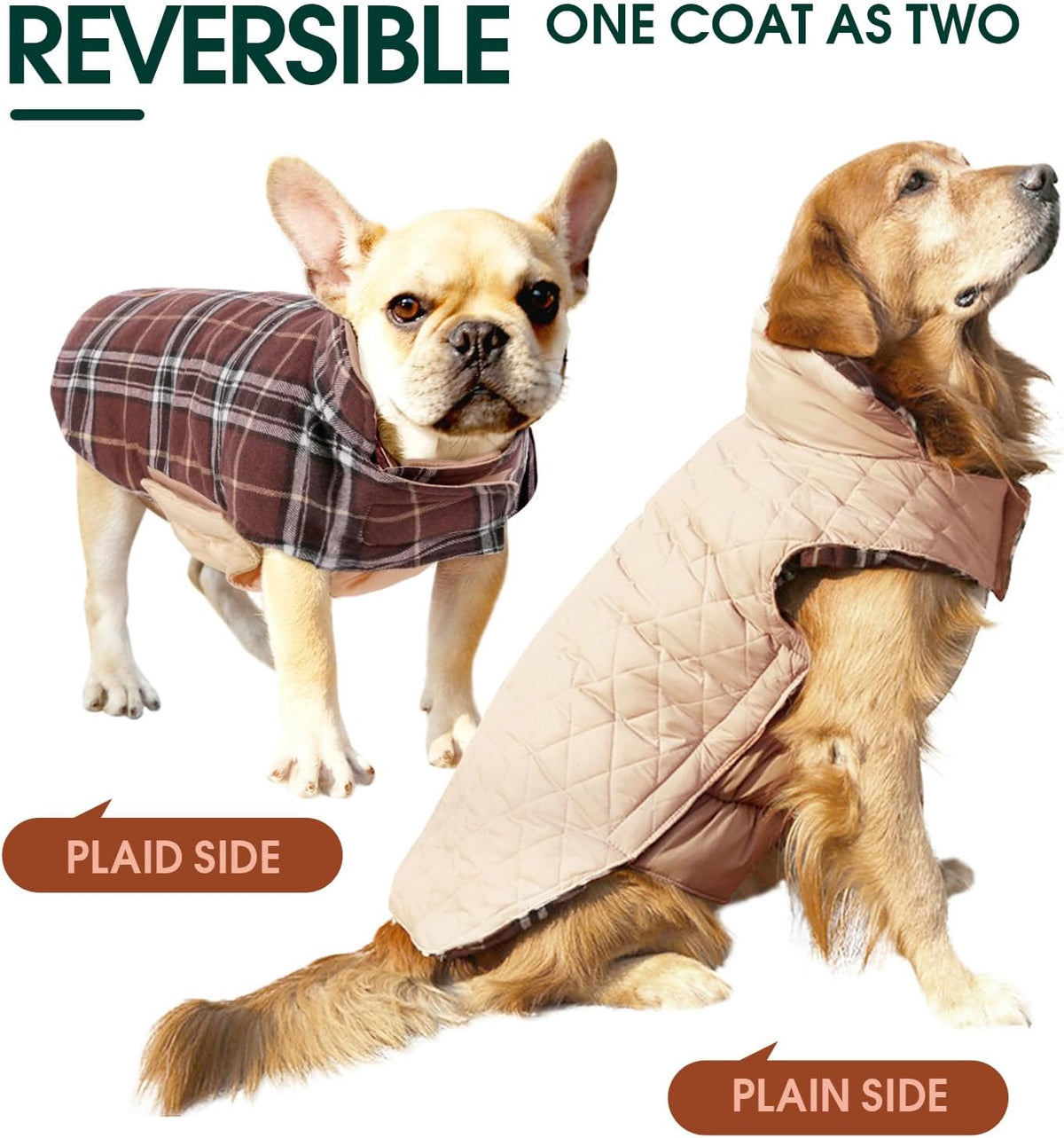 Dog Winter Coat - Waterproof Reversible British Style Jacket