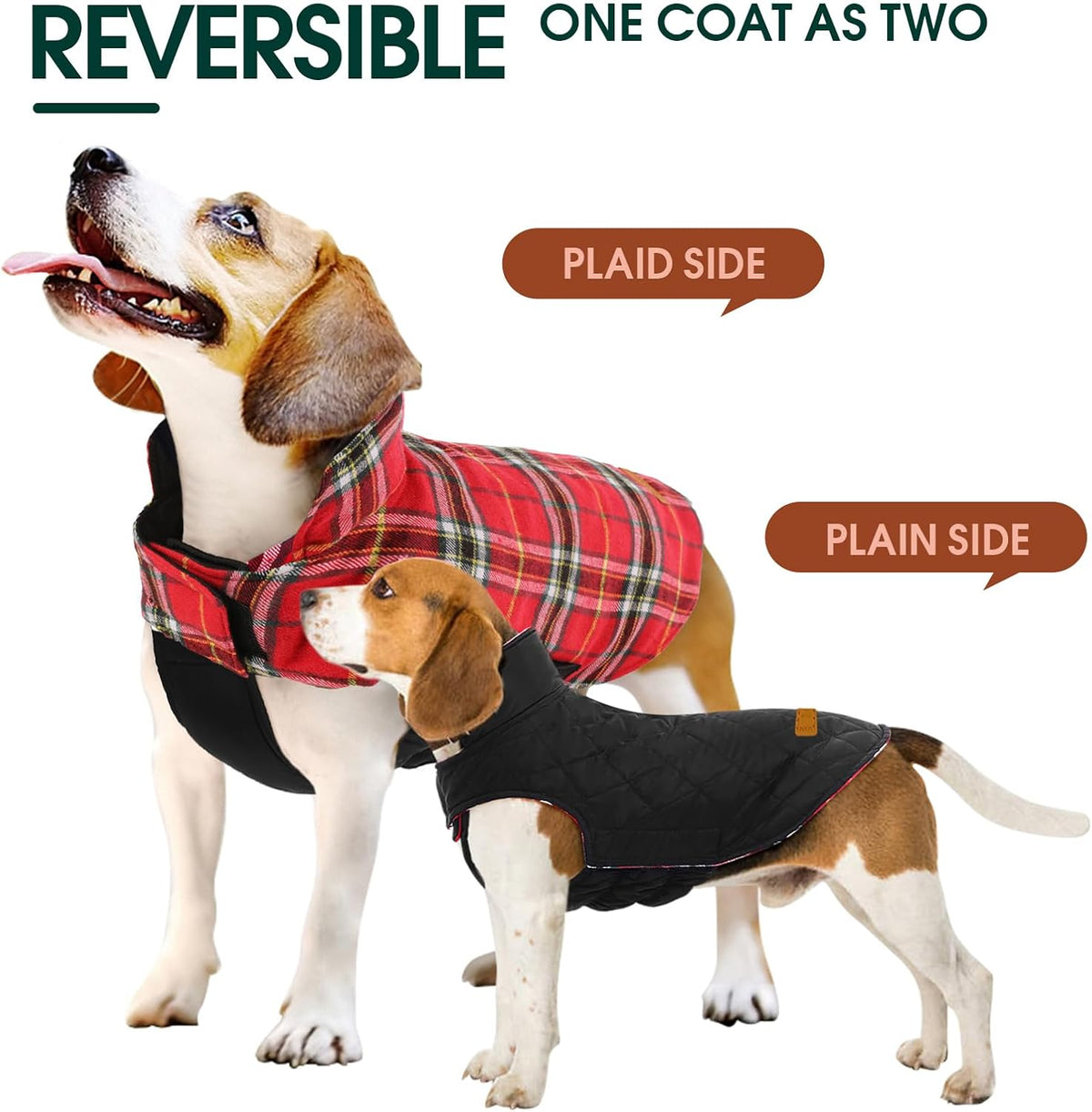 Dog Winter Coat - Waterproof Reversible British Style Jacket
