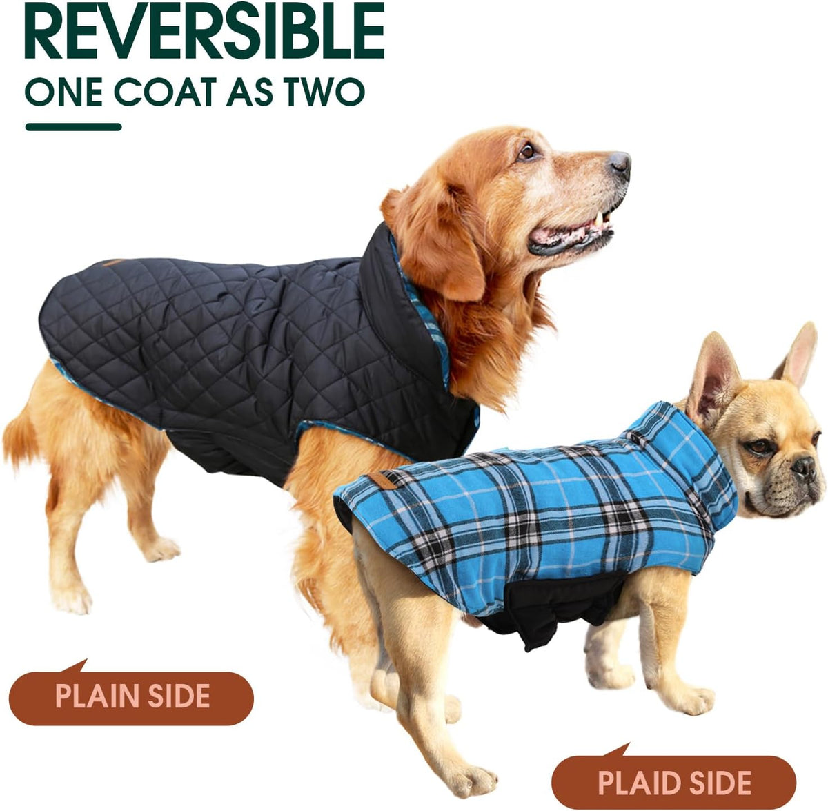 Dog Winter Coat - Waterproof Reversible British Style Jacket