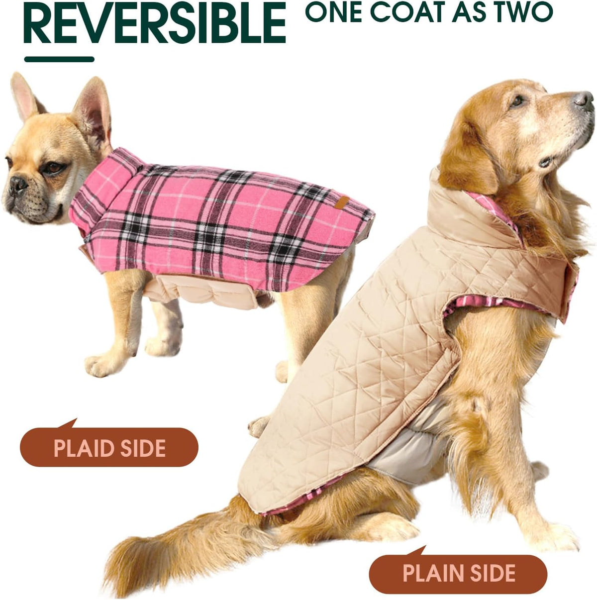 Dog Winter Coat - Waterproof Reversible British Style Jacket