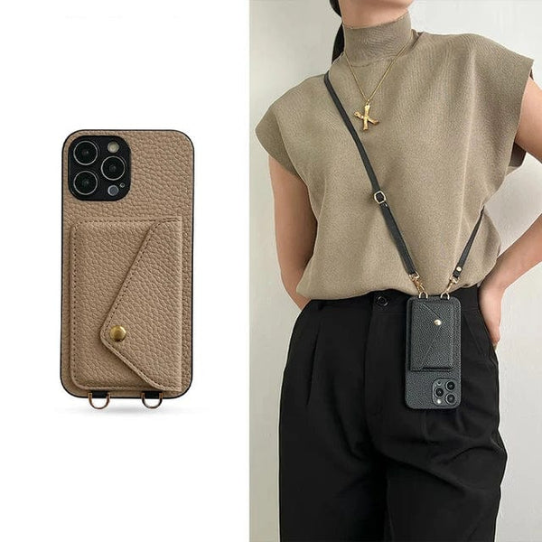 Leather Crossbody Phone Case - Lanyard & Card Holder