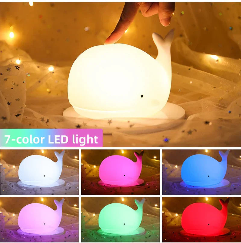 GlowWhale Night Light - Color-Changing Kids Bedroom Light