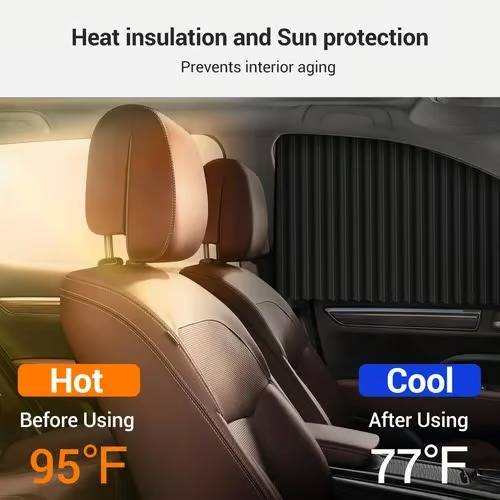 Car Window Shades - Magnetic Sliding Sun Shade Set