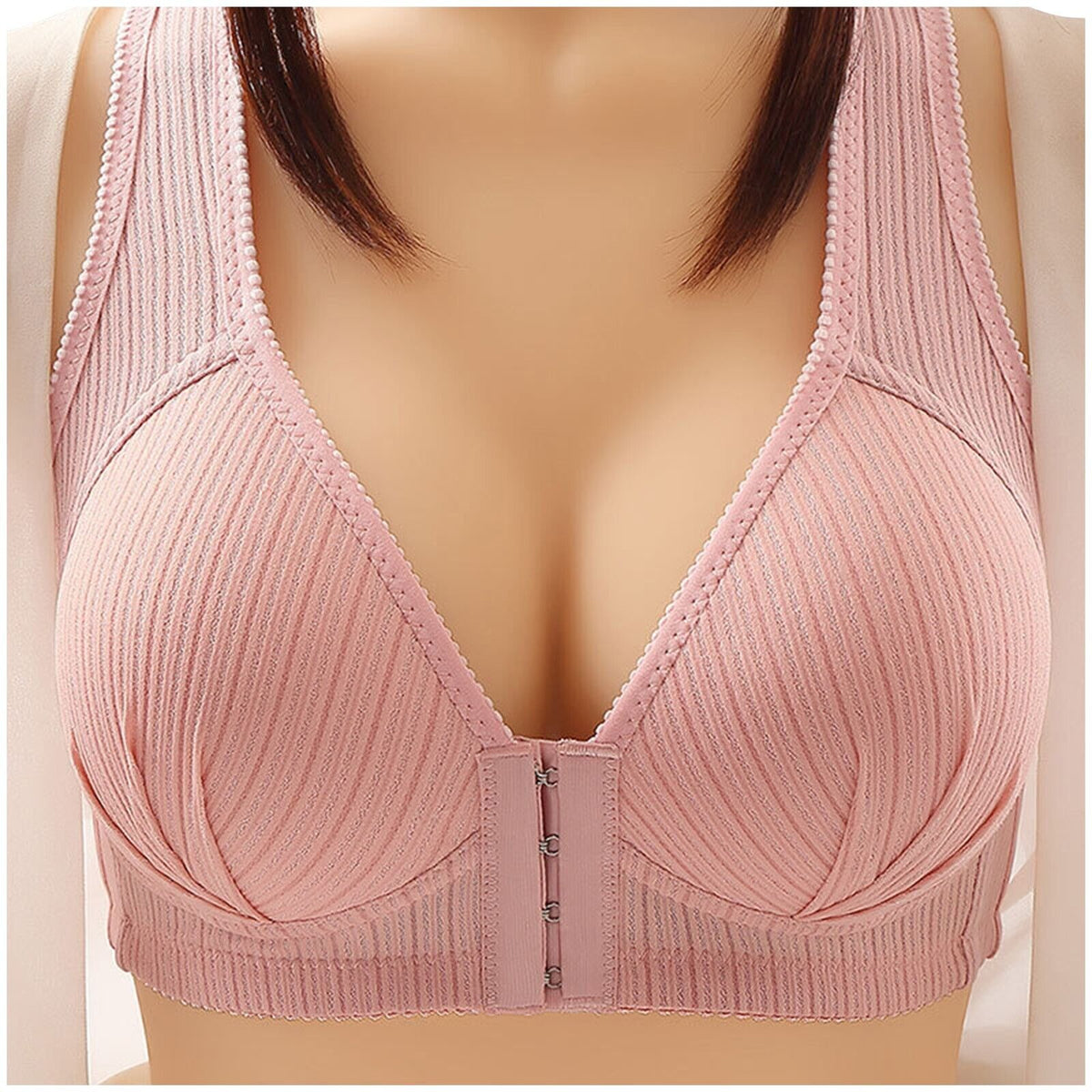 Plus Size Front-Closure Push-Up Bra - 3D Cups, Wire-Free Comfort