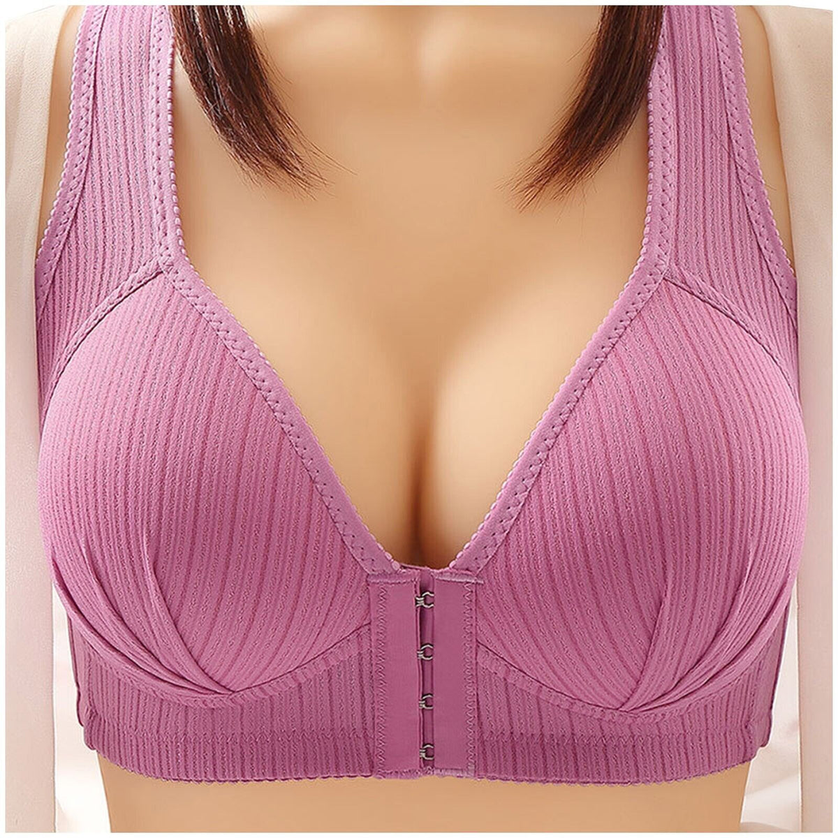 Plus Size Front-Closure Push-Up Bra - 3D Cups, Wire-Free Comfort