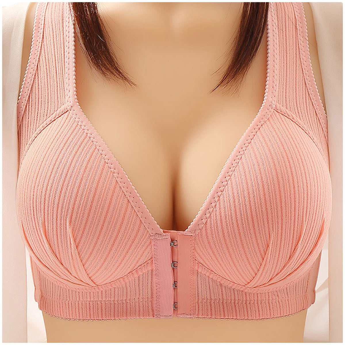 Plus Size Front-Closure Push-Up Bra - 3D Cups, Wire-Free Comfort