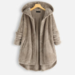 Velvet Chic Plus Size Winter Coat with Hood - Cozy Cold-Weather Style