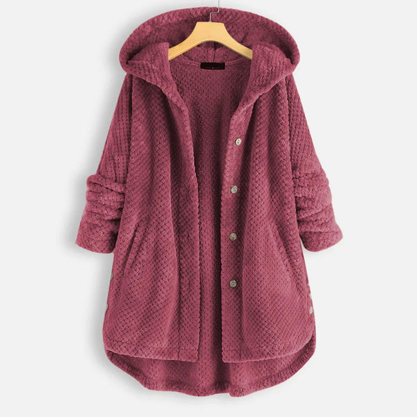 Velvet Chic Plus Size Winter Coat with Hood - Cozy Cold-Weather Style