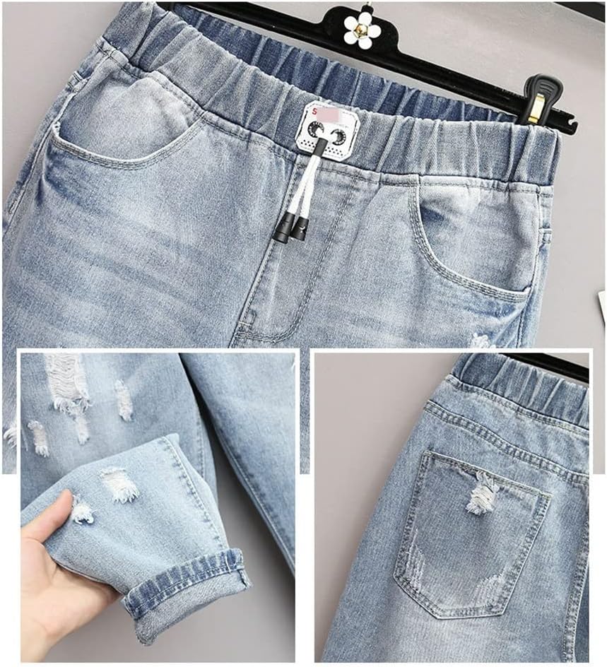 Plus Size Ripped High-Waisted Jeans - Edgy Fall Denim Style