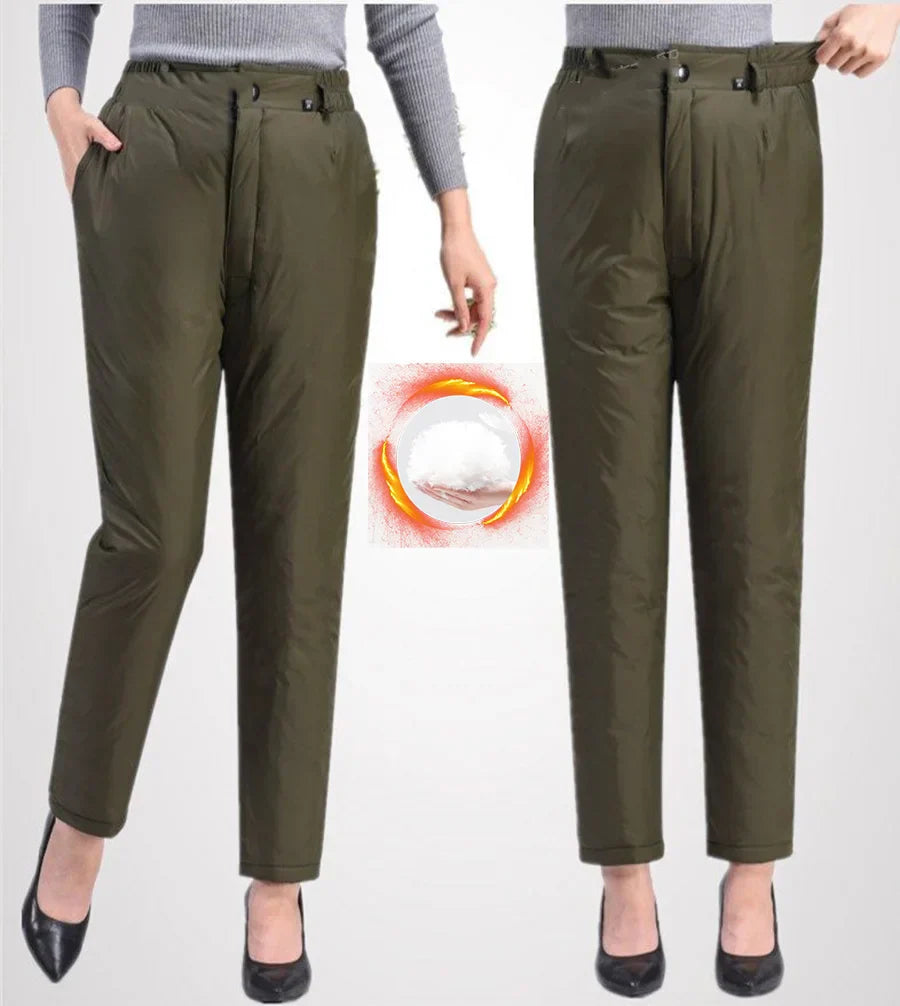 Plus Size Winter Down Pants - Warm, Straight-Cut Casual Style