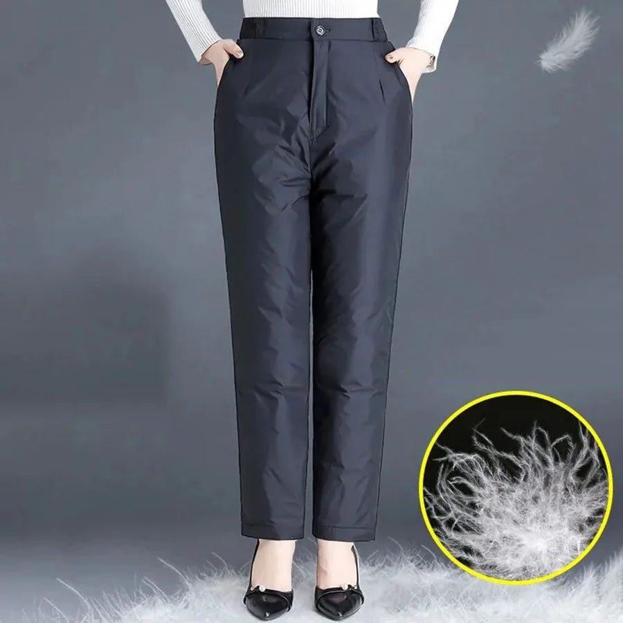 Plus Size Winter Down Pants - Warm, Straight-Cut Casual Style