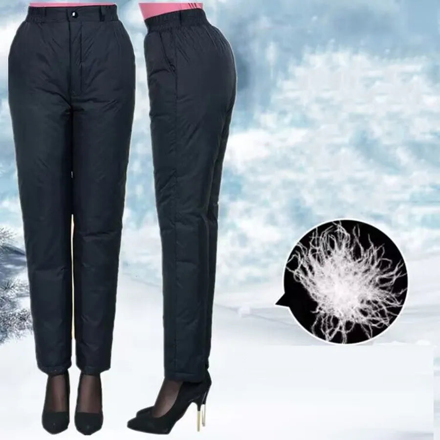 Plus Size Winter Down Pants - Warm, Straight-Cut Casual Style