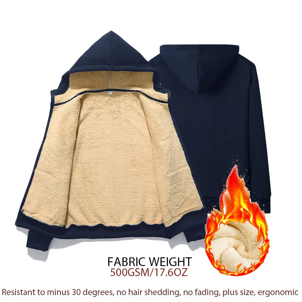 Plus-Size Lambskin Hooded Jacket - Insulated Winter Coat