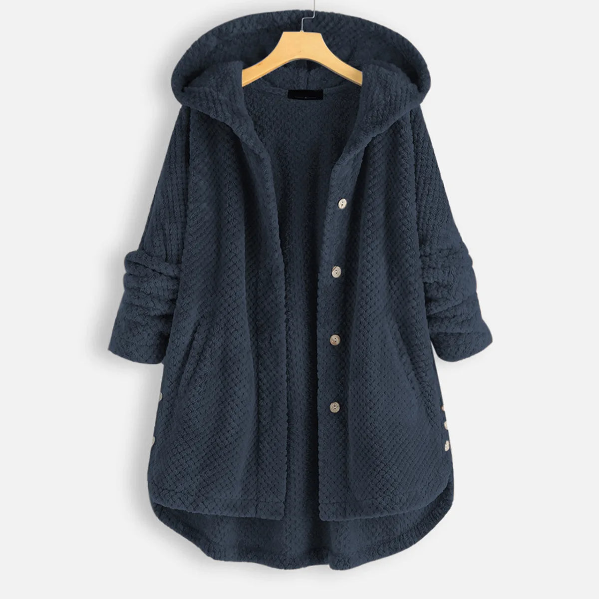 Velvet Chic Plus Size Winter Coat with Hood - Cozy Cold-Weather Style