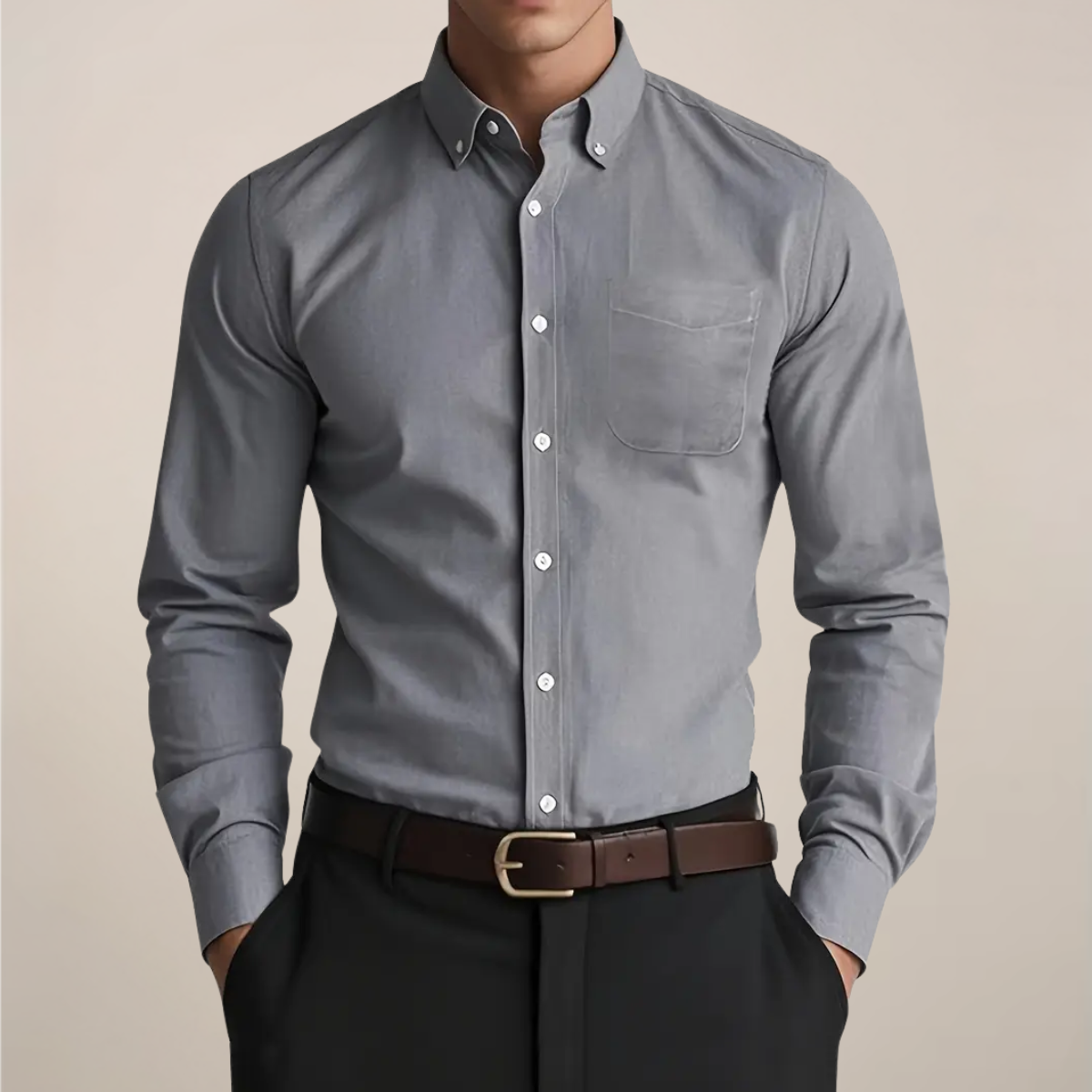 Damon Men's Button-Down Long Sleeve Shirt - Classic Everyday Fit