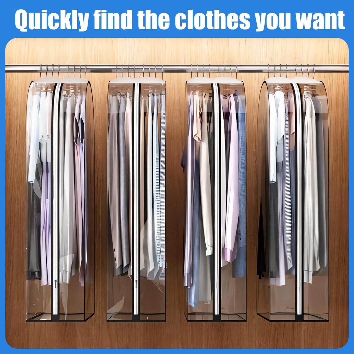 Transparent Garment Covers - Gusseted Storage Bags with Side Zipper