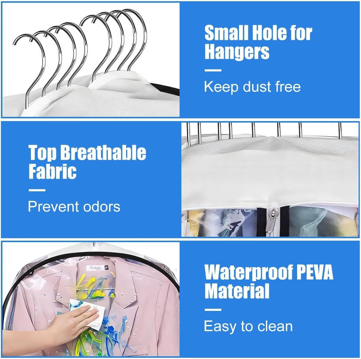 Transparent Garment Covers - Gusseted Storage Bags with Side Zipper