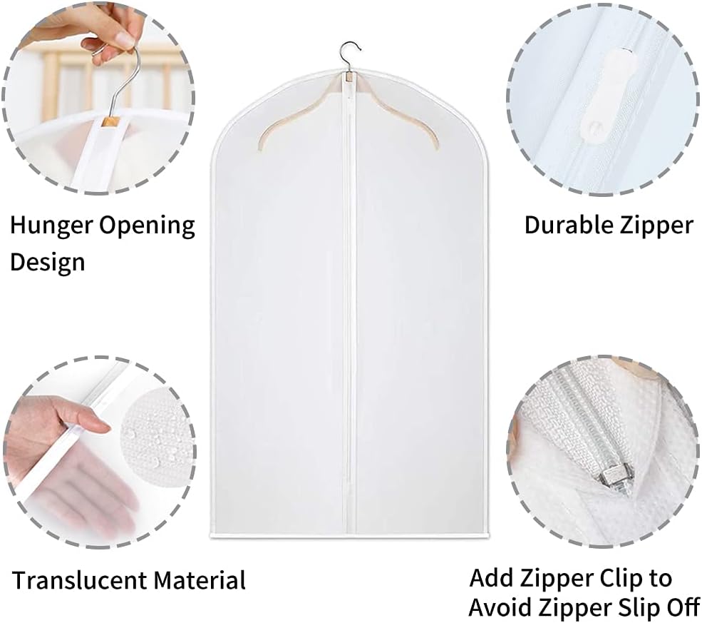 Clear PEVA Garment Bags 12-Pack - Dustproof Clothes Protectors