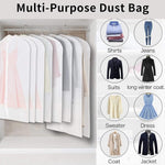 Clear PEVA Garment Bags 12-Pack - Dustproof Clothes Protectors