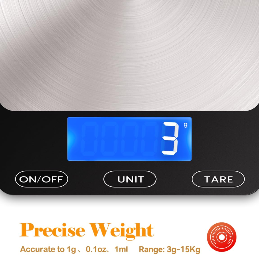 PrecisionPro Digital Kitchen Scale - Rechargeable Gram Accuracy