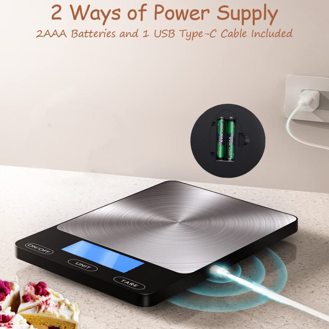 PrecisionPro Digital Kitchen Scale - Rechargeable Gram Accuracy
