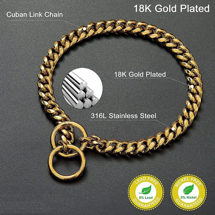 Stainless Steel Dog Chain Collar - Heavy-Duty Walking Links