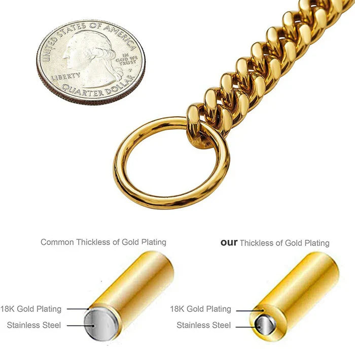 Stainless Steel Dog Chain Collar - Heavy-Duty Walking Links