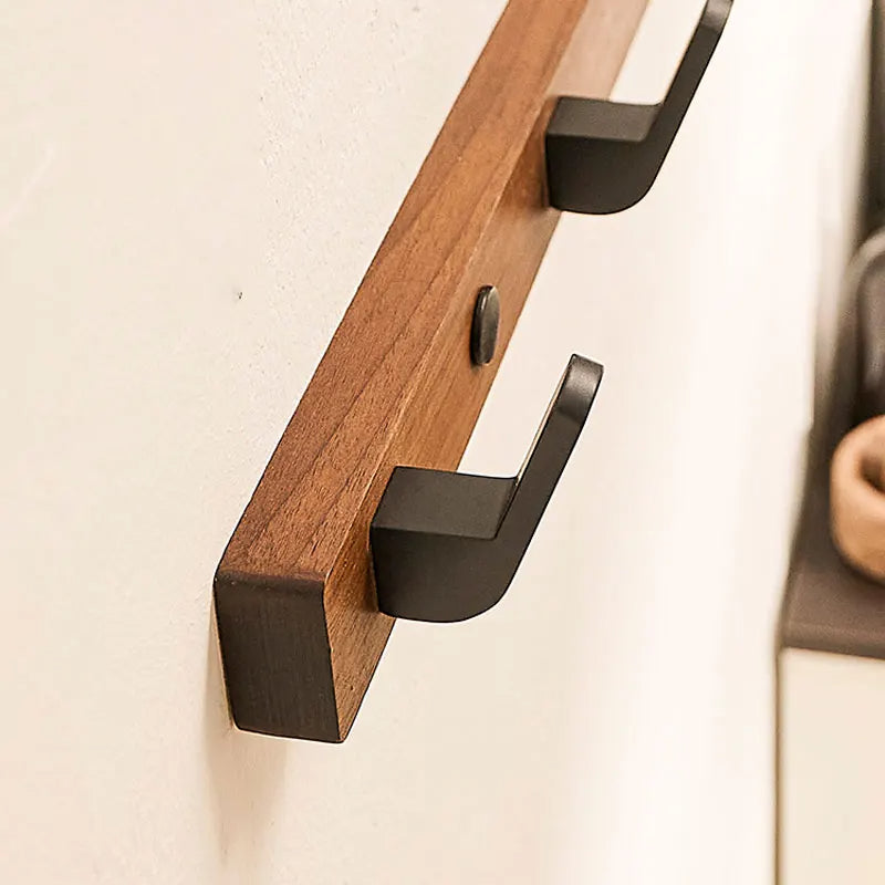 Wall-Mounted Coat Hook - Wood & Metal Entryway Organizer