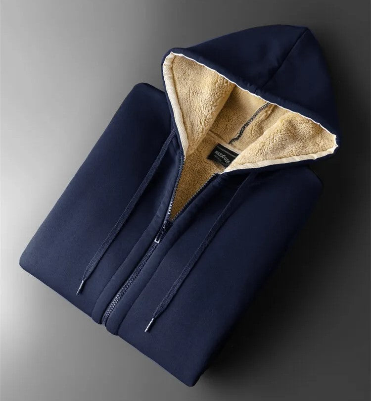 Plus-Size Lambskin Hooded Jacket - Insulated Winter Coat